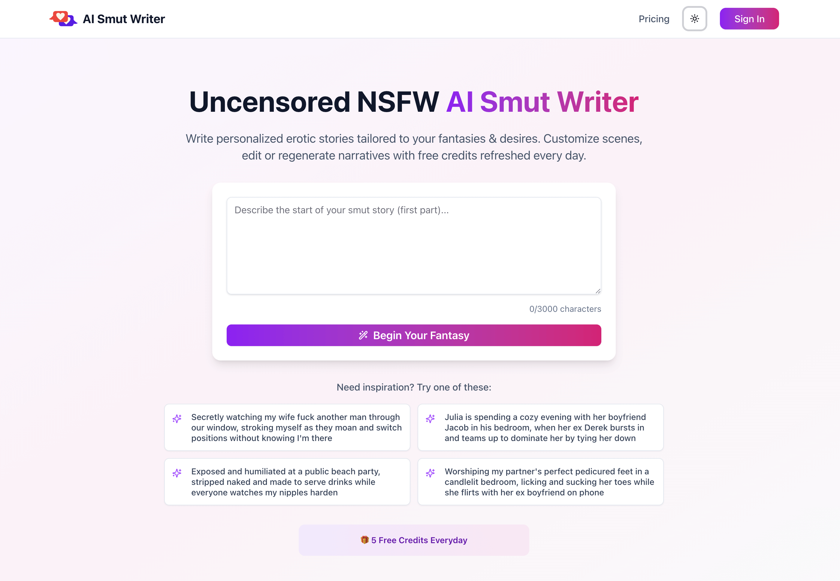 AI Smut Writer Screenshot