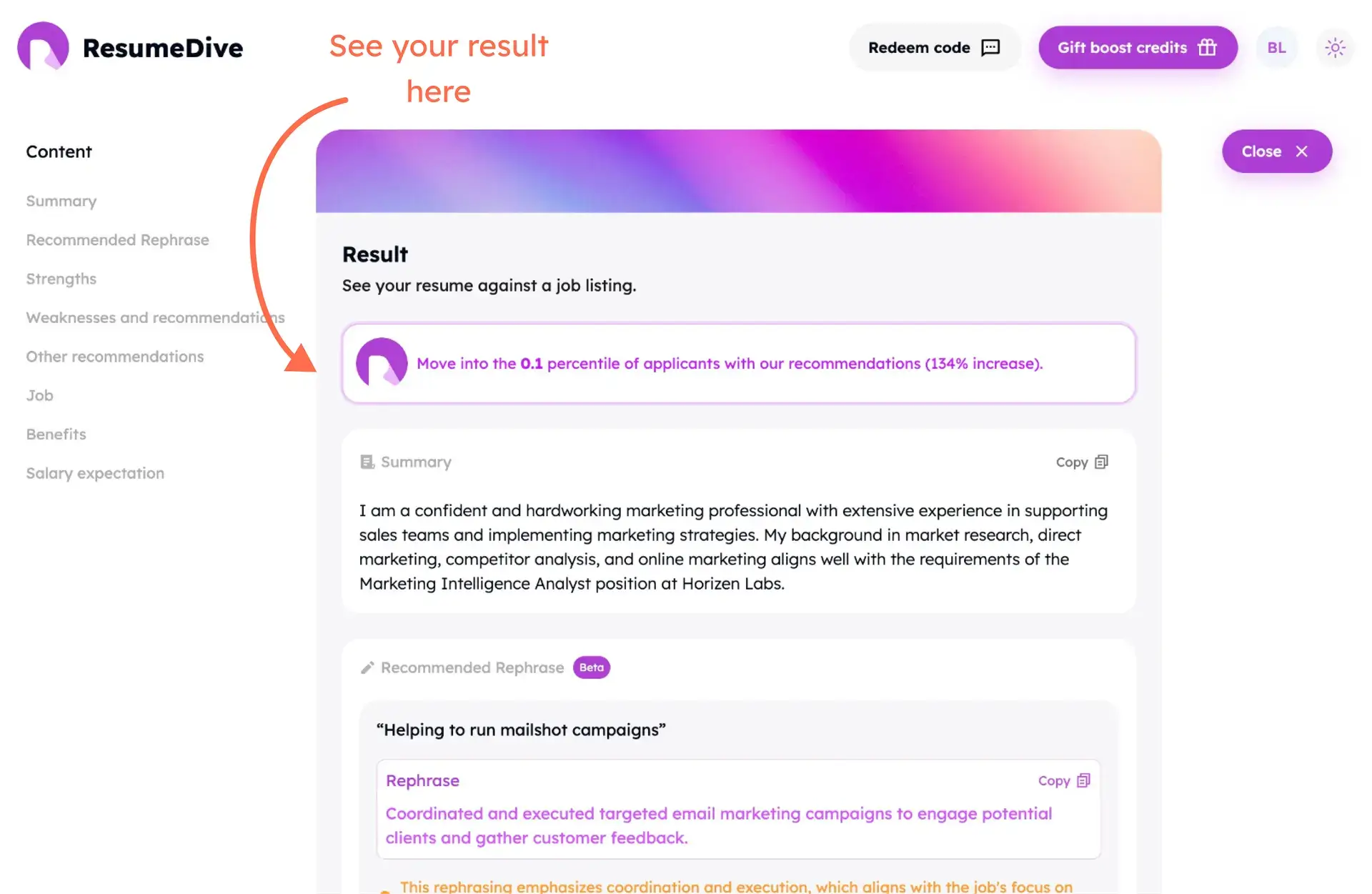 ResumeDive Screenshot