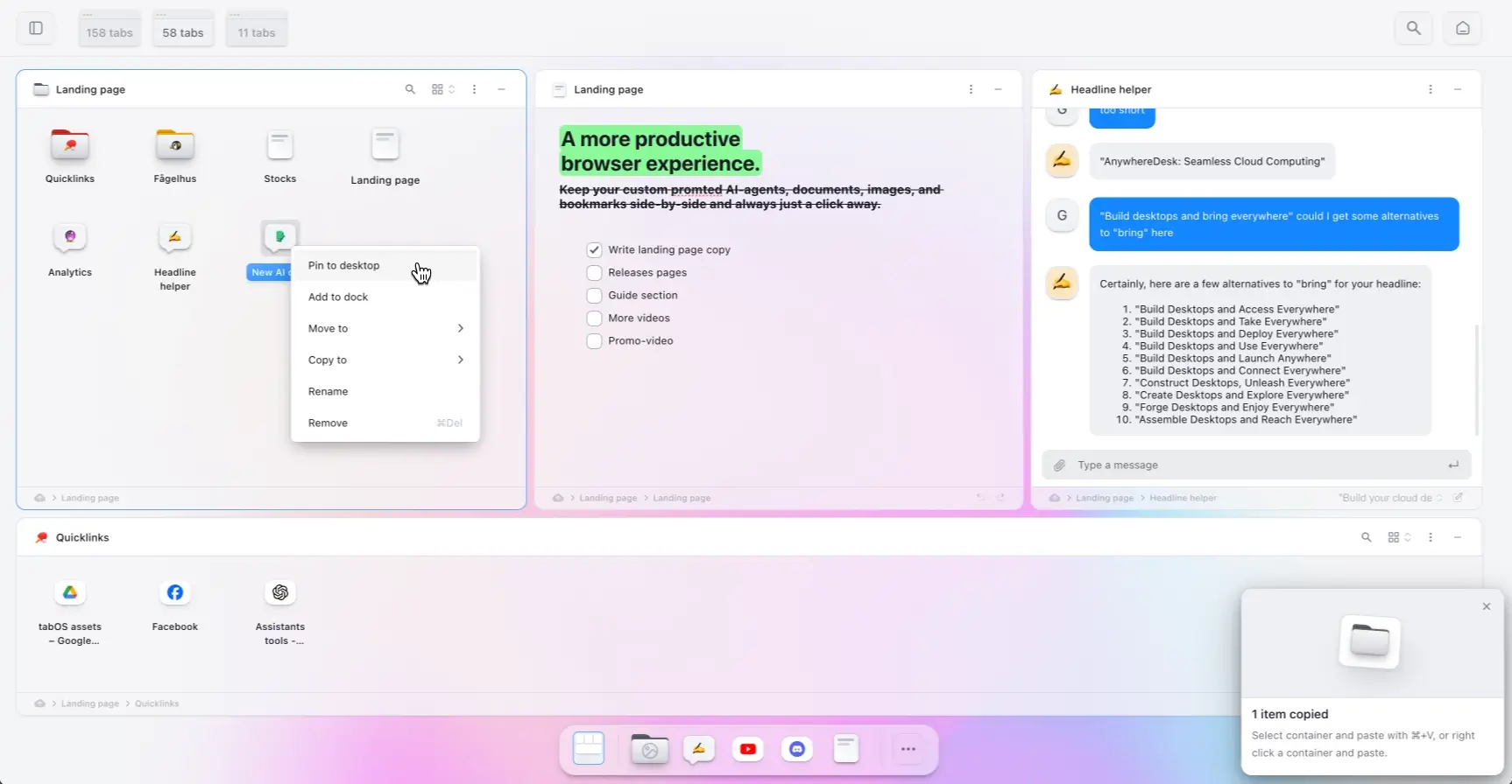 tabOS Web Screenshot