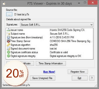 P7S Signer Code coupon de réduction