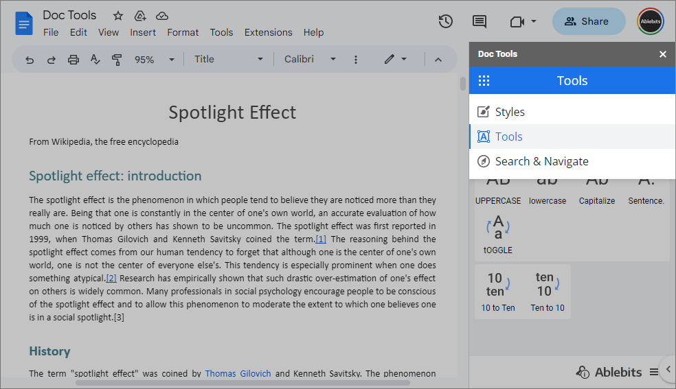 Doc Tools for Google Docs Screenshot