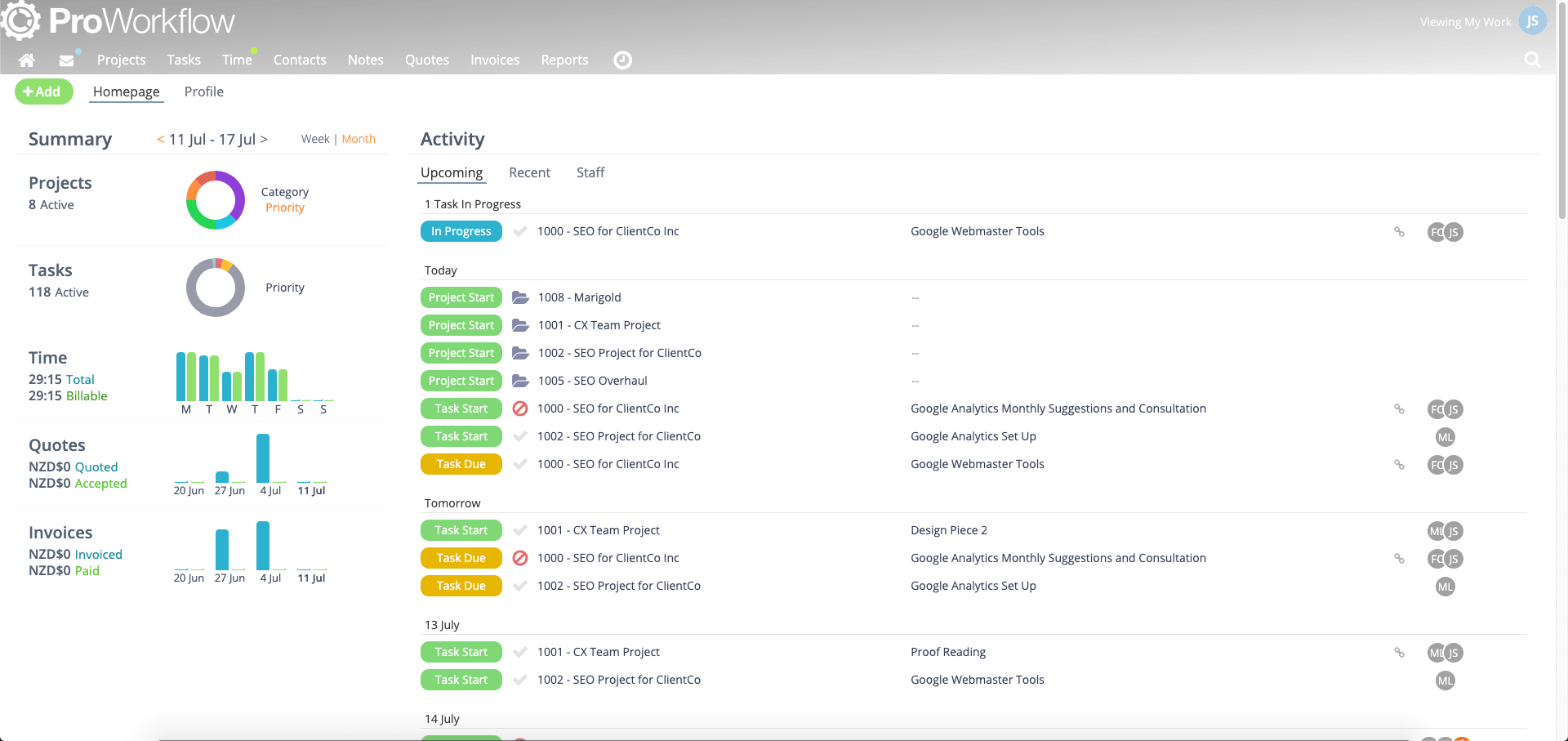 ProWorkflow Screenshot