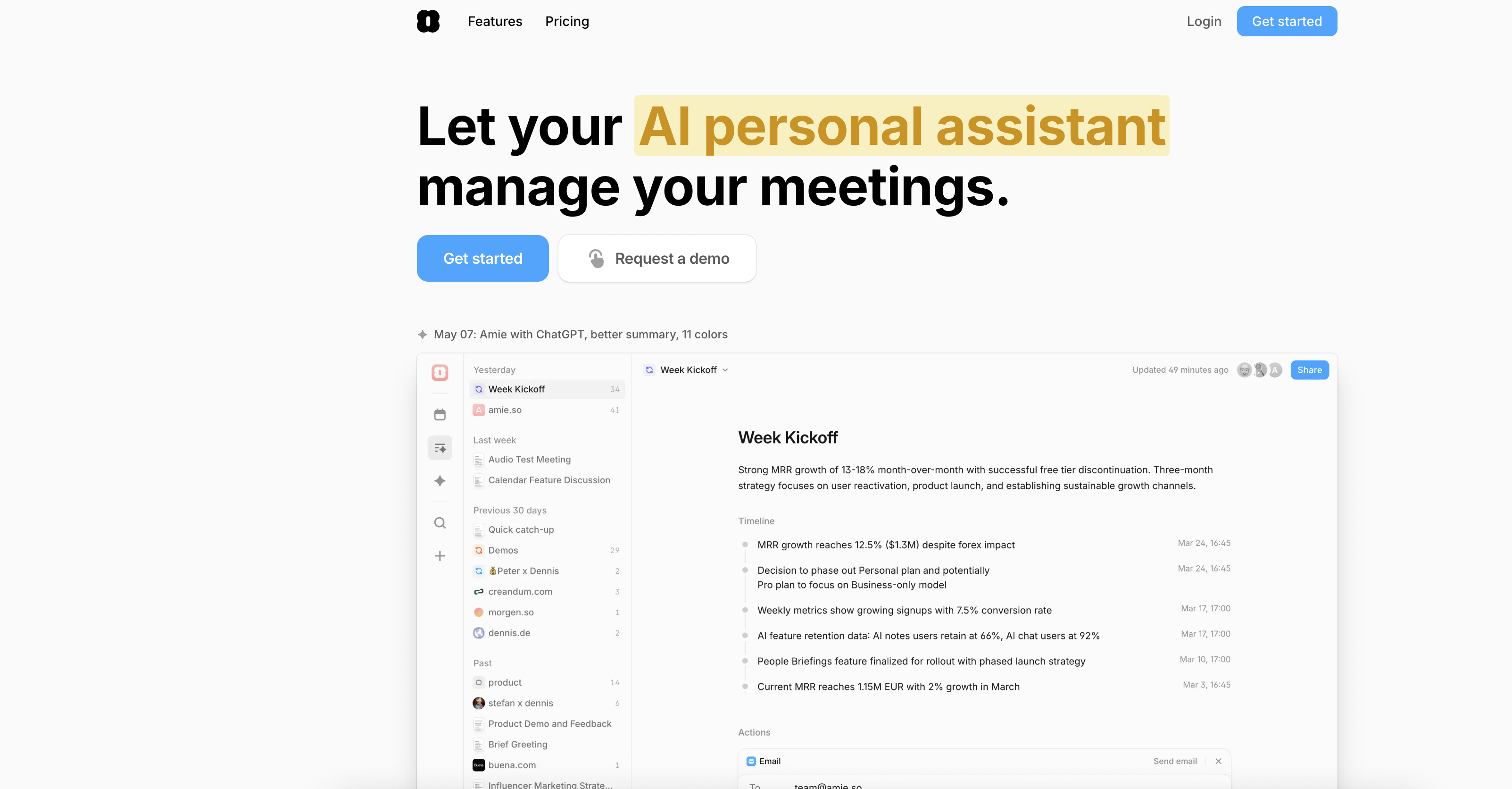 Amie AI Note Taker Screenshot