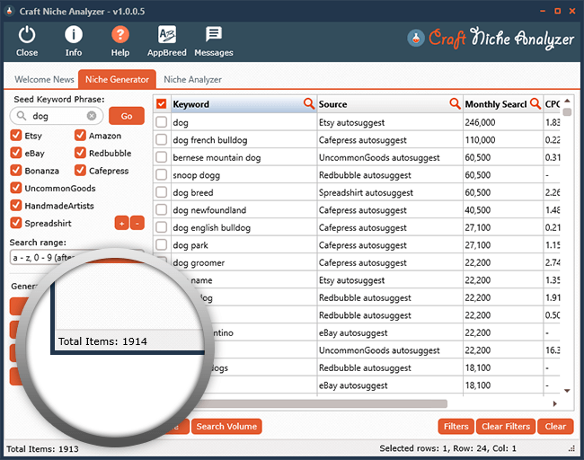Craft Niche Analyzer Screenshot
