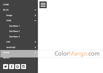 Expandable Panel Menu Screenshot