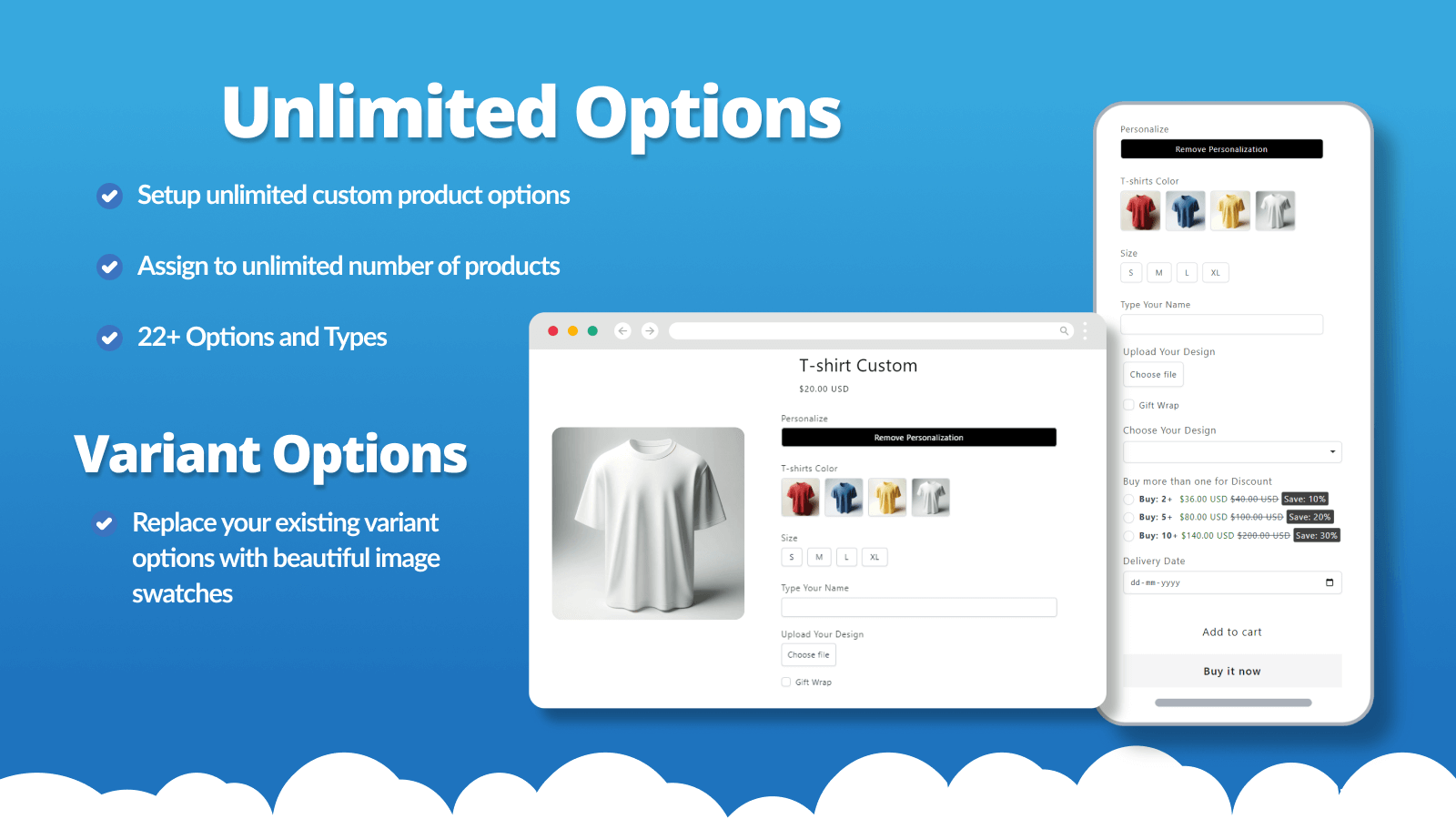 Live Product Options Screenshot