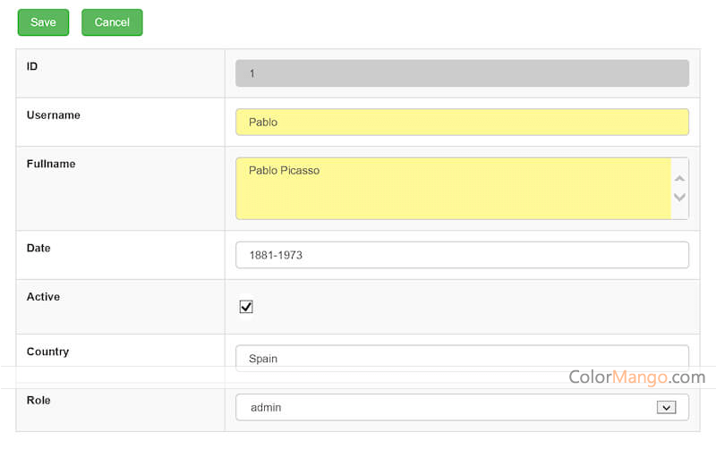 MySQL CRUD Screenshot
