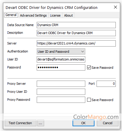 ODBC Driver for Dynamics 365 Screenshot