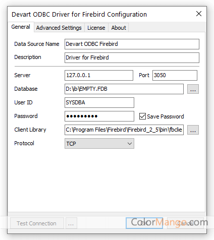 ODBC Driver for Firebird Screenshot