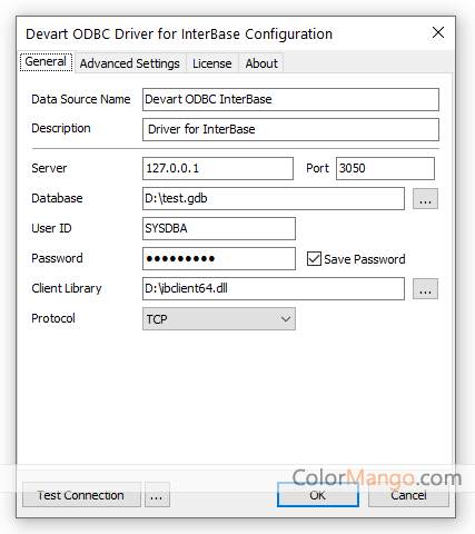 ODBC Driver for InterBase Screenshot