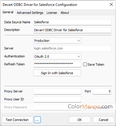 ODBC Driver for Salesforce Screenshot