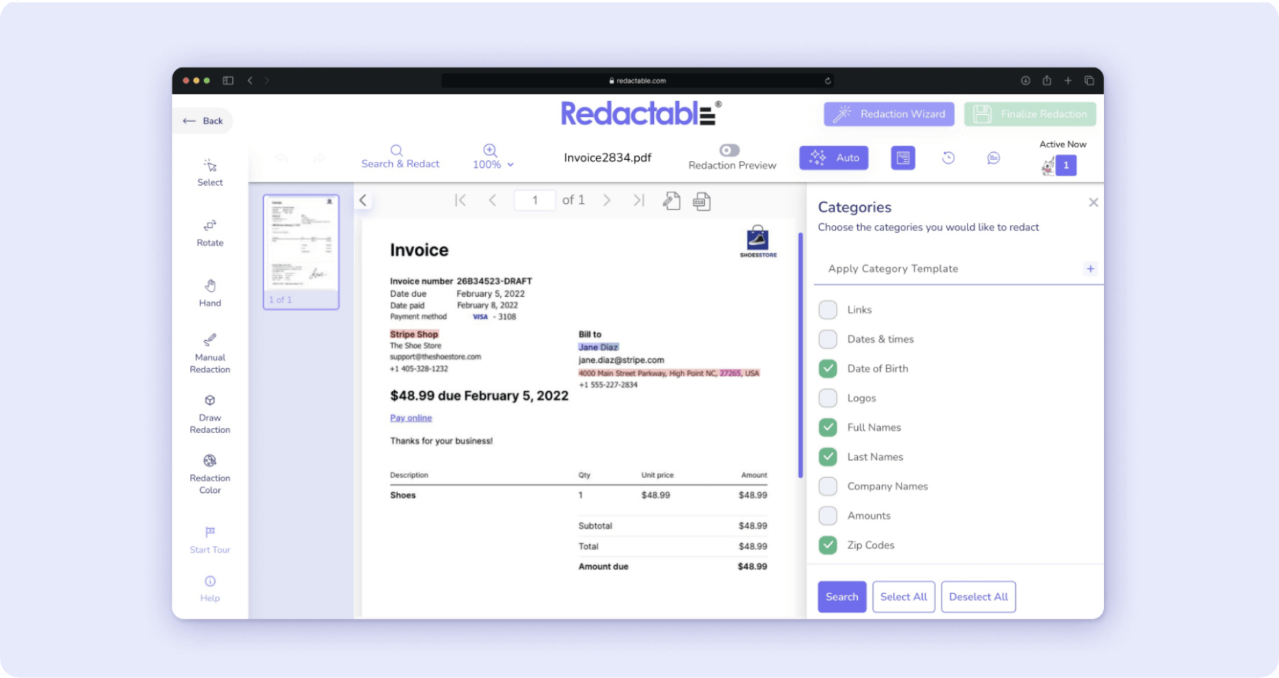 Redactable Screenshot