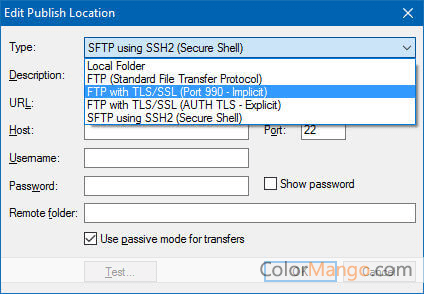 Secure FTP Extension for WYSIWYG Web Builder Screenshot
