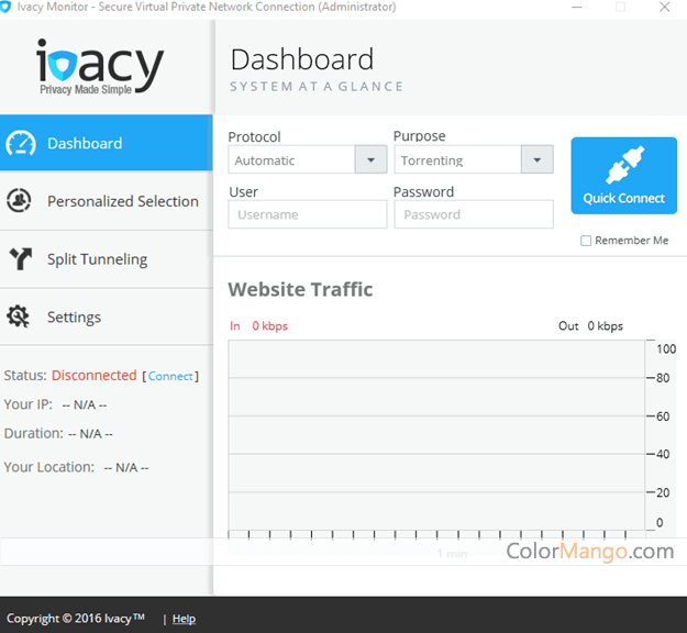 IvacyVPN Screenshot