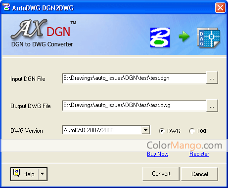 DGN to DWG Converter Screenshot