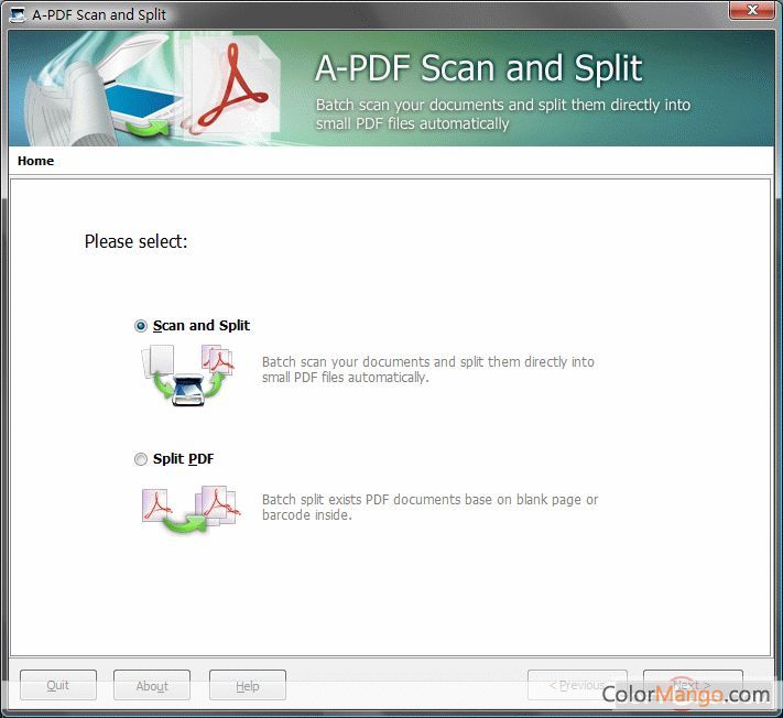 A-PDF Scan and Split Screenshot