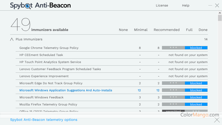 Spybot Anti-Beacon Screenshot
