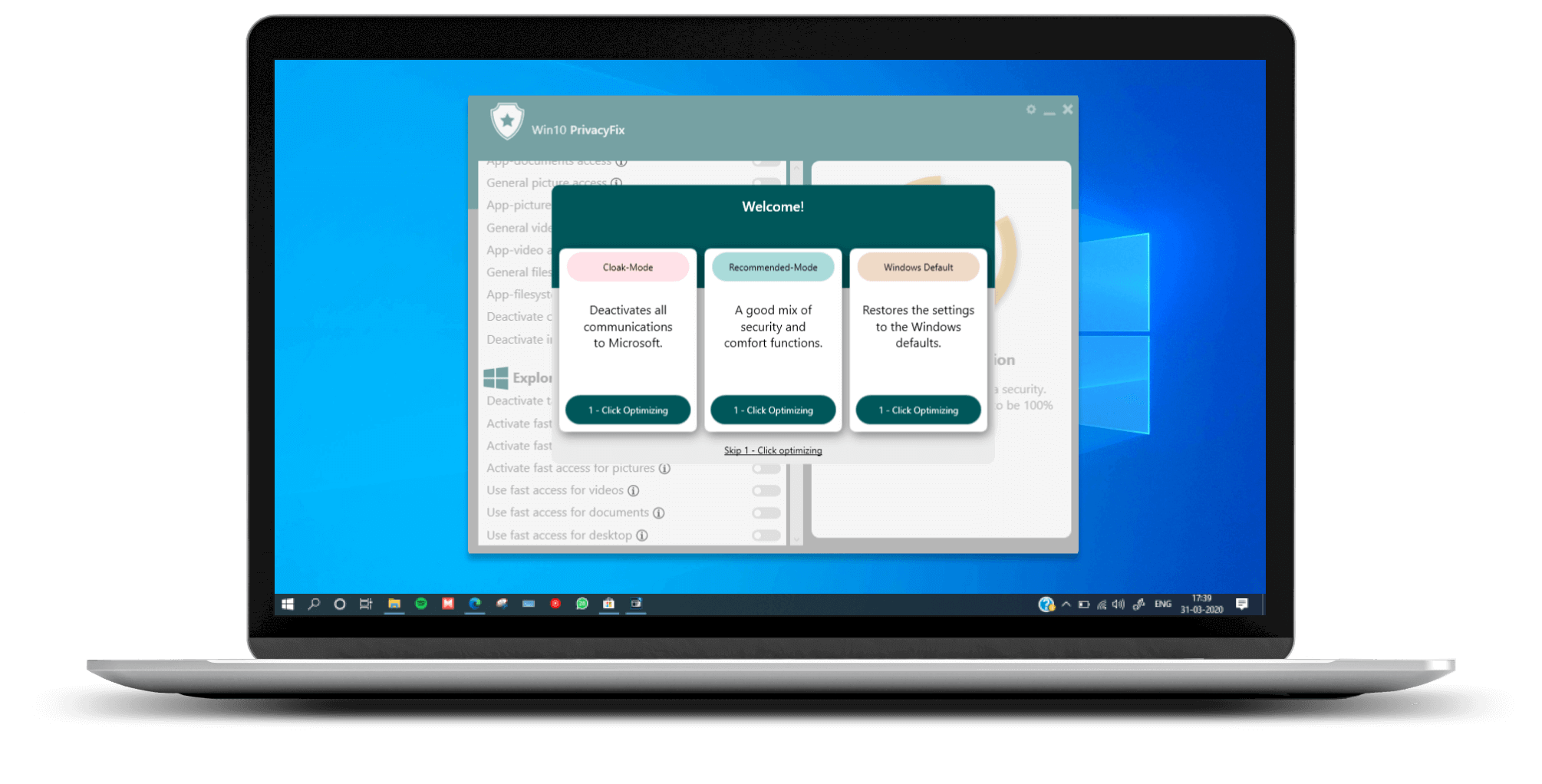 Win10PrivacyFix Screenshot