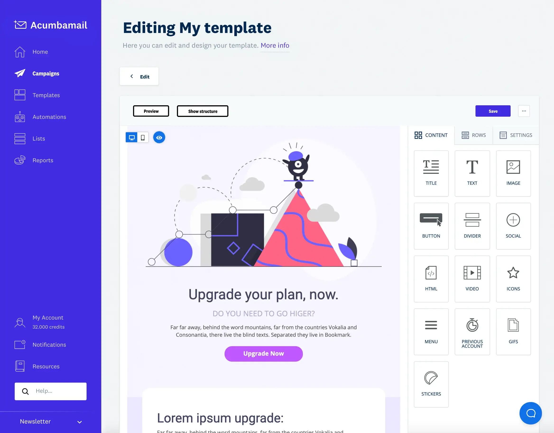 Acumbamail Screenshot