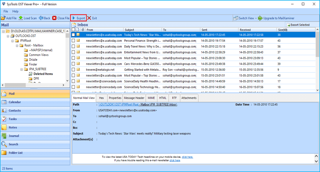 SysTools OST Viewer Pro Plus Screenshot