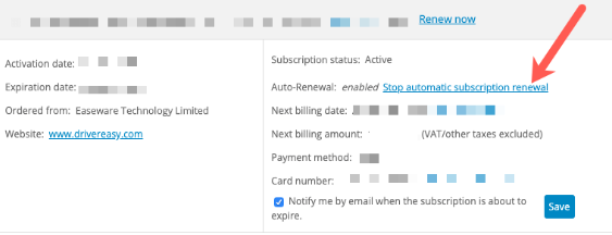 cancel DriverEasy subscription