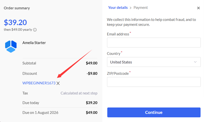 WP Amelia Discount Coupon