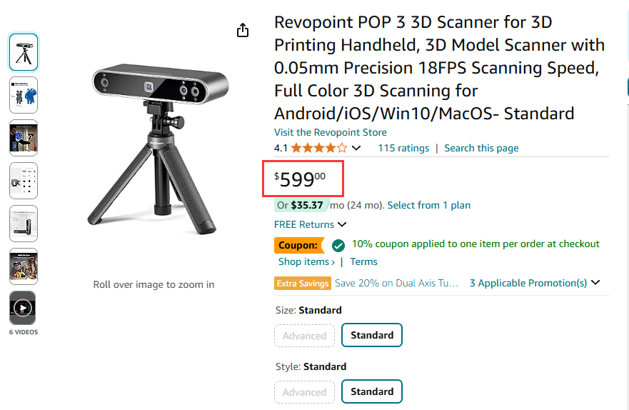 Revopoint 3D coupon