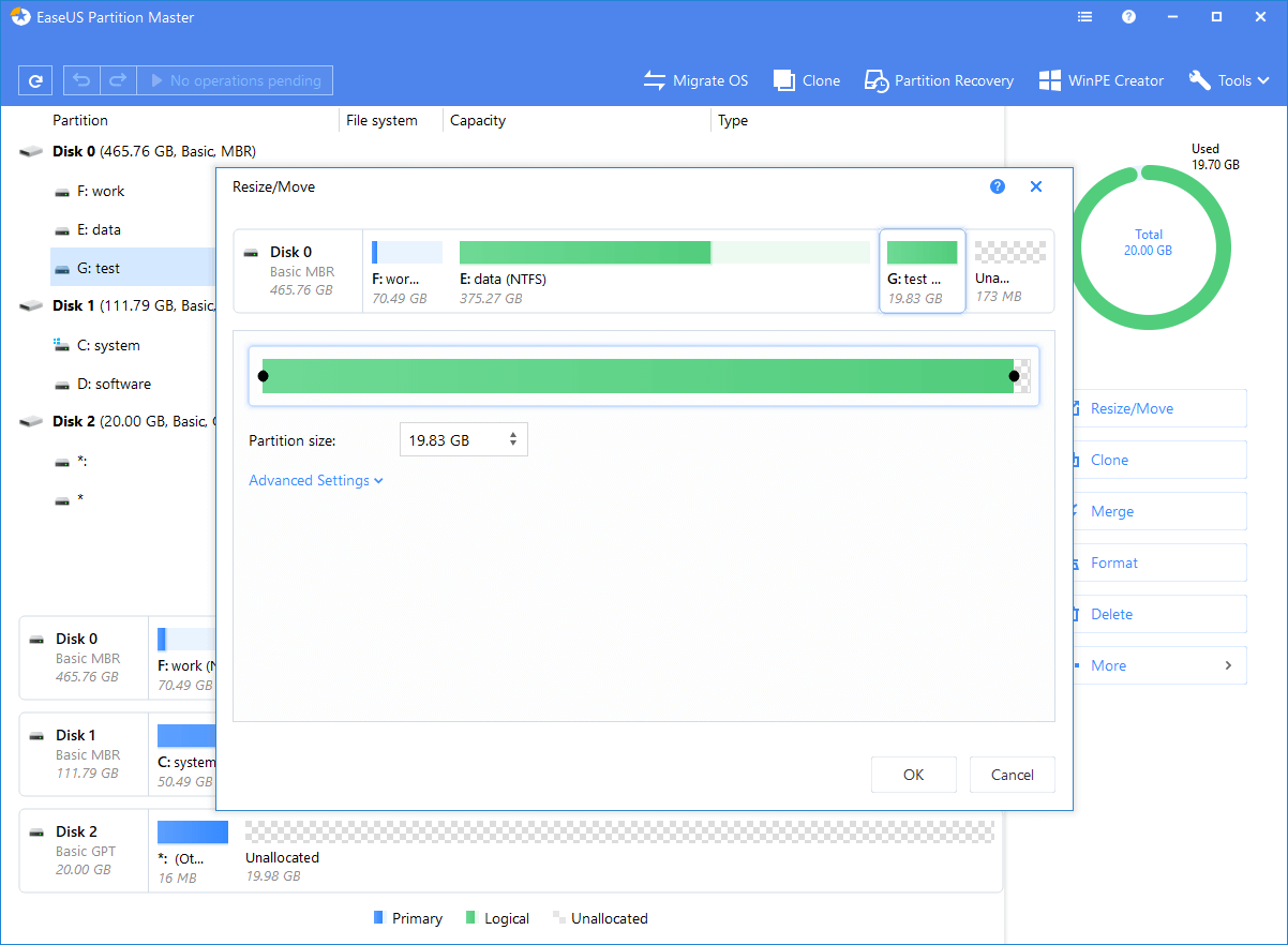 EaseUS Partition Master Free Screenshot