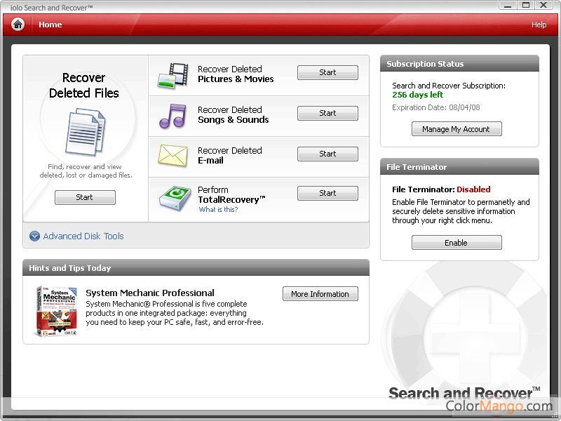 Search and Recover Screenshot