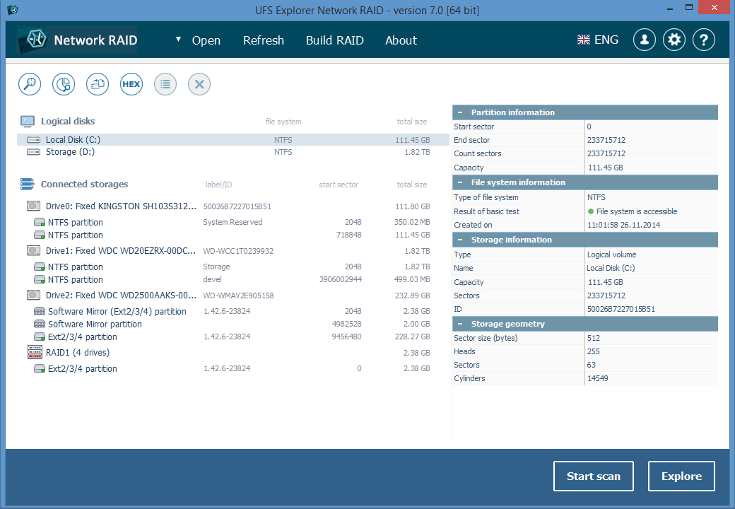 UFS Explorer Network RAID Screenshot